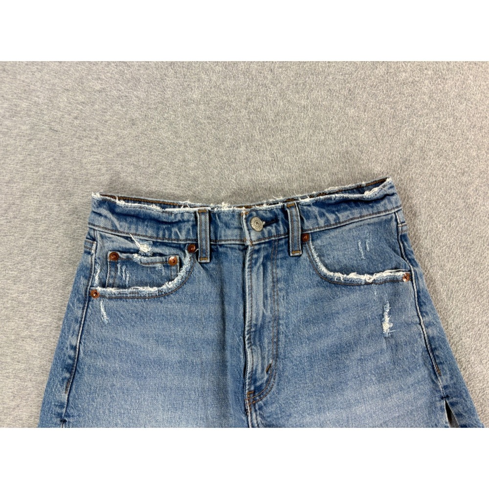 Abercrombie & Fitch Distressed 5 Pocket Jean Shorts (Women's Size 2) Blue - 2" - Picture 2 of 9
